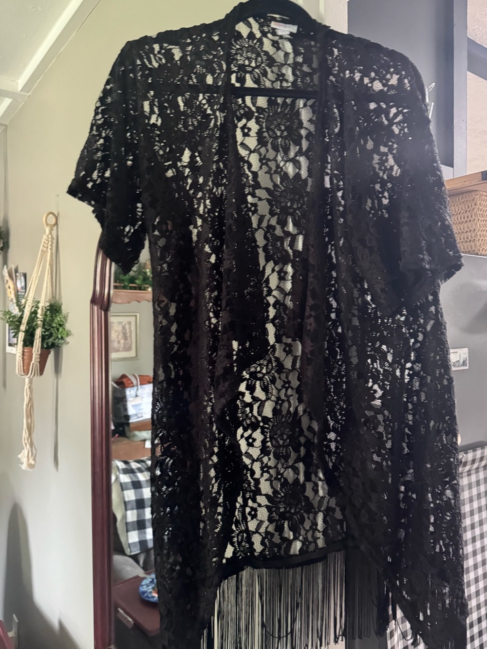 LuLaRoe Black coverup lace with fringe